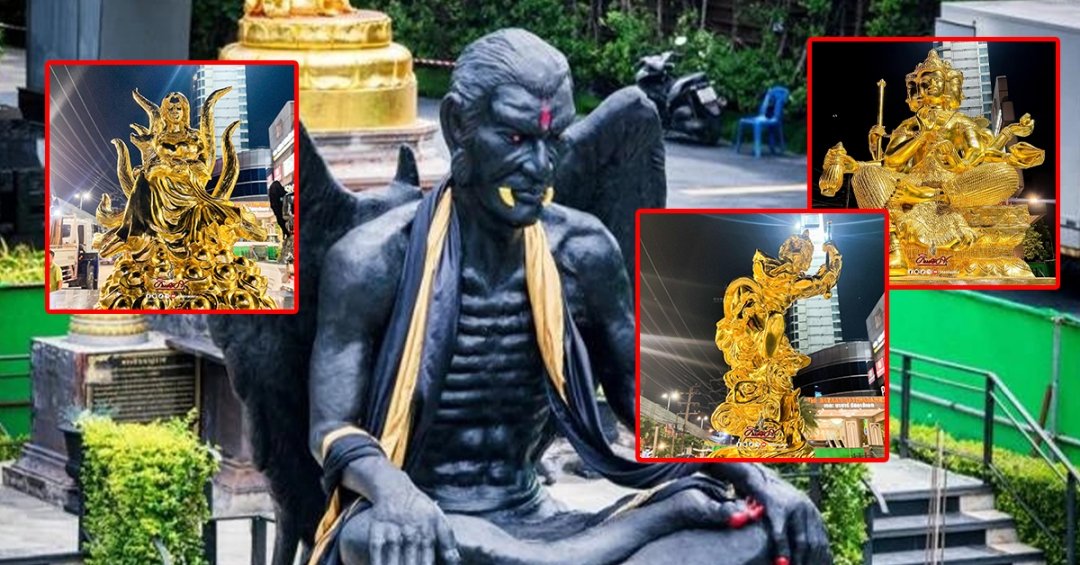 不吉利的都放在一起？泰国爆红的黑神像身边「再添4神像」！网民质疑狂问：TA是哪门子的神像？