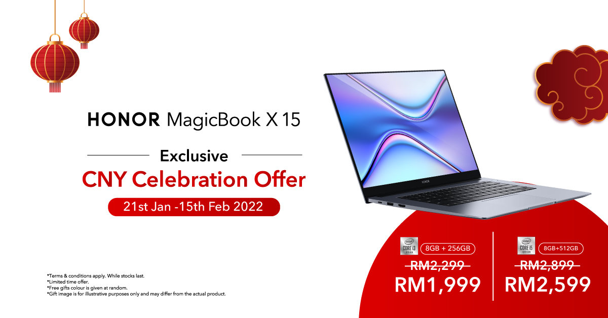 虎年必配的笔电！HONOR 新春大促销， HONOR MagicBook X 15折扣高达RM300！