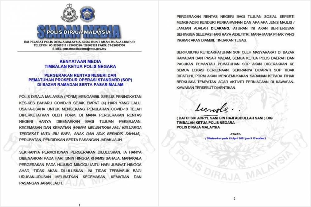 Berita Terkini Rentas Negeri Dibenar Dari Isnin Hingga Khamis Tiada Pergerakan Hujung Minggu Cerita Komuniti Oleh Reporter Berpengalaman